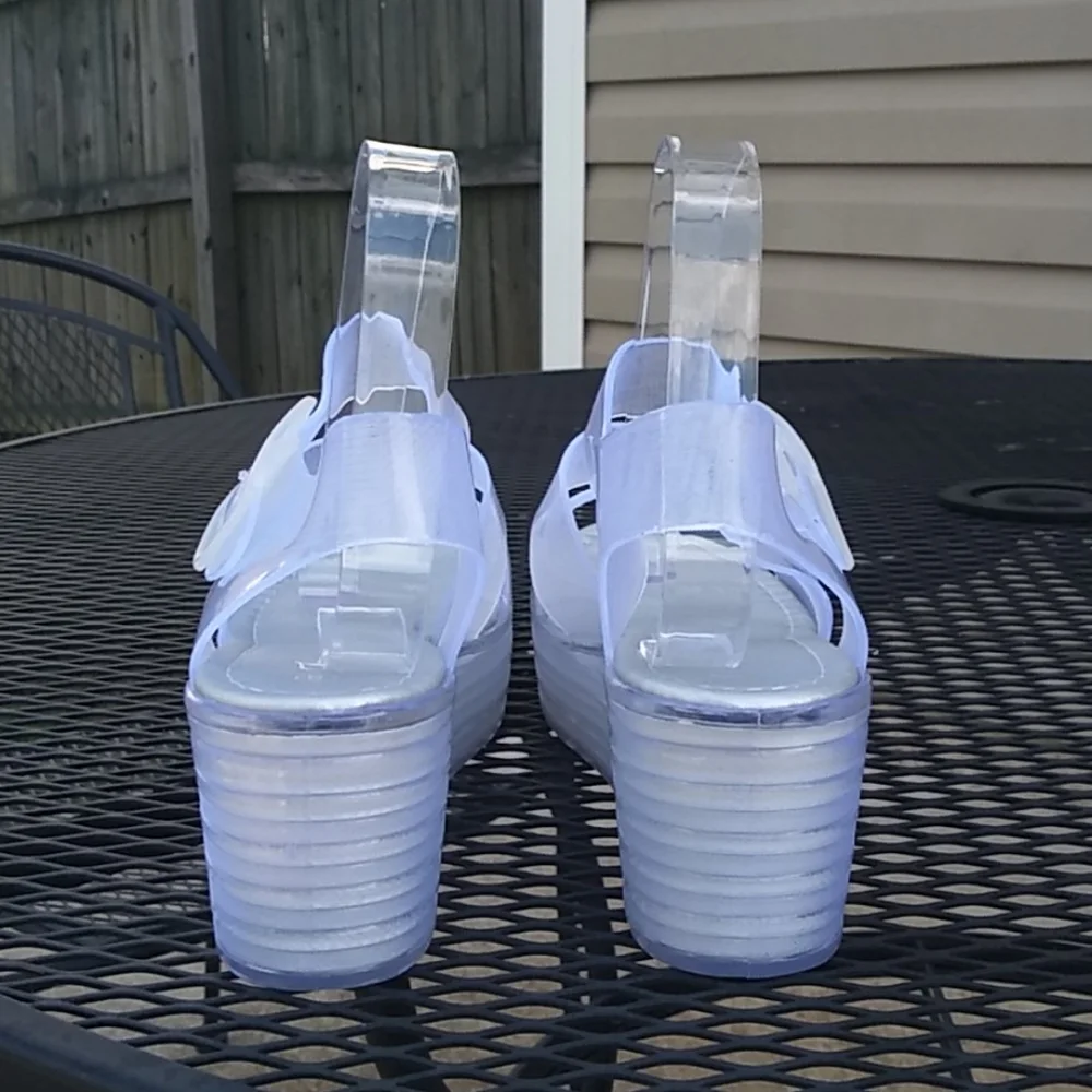 Clear platform‎ sandals size 8